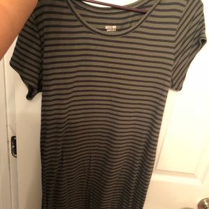 Green and navy striped dress